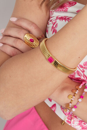 Bohemian armband roze steen -  Goud h5 Afbeelding2