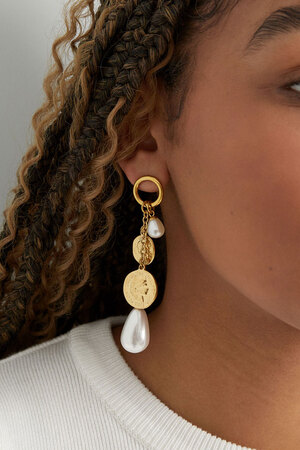Earrings pearl coins - gold h5 Picture3