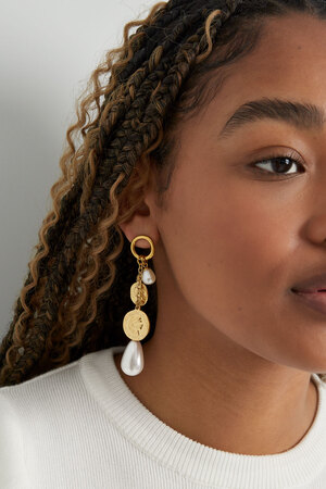 Earrings pearl coins - gold h5 Picture4