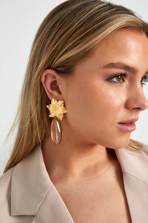 Earrings flawless flower - beige gold h5 Picture2