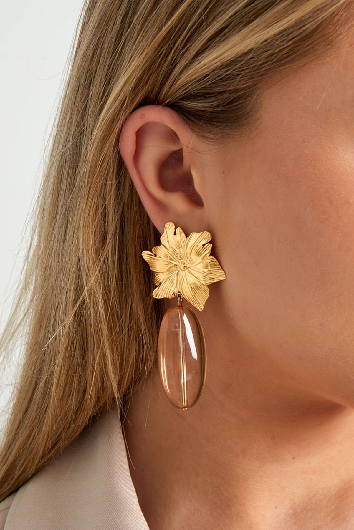 Boucles d'oreilles fleur impeccable - doré h5 Image3