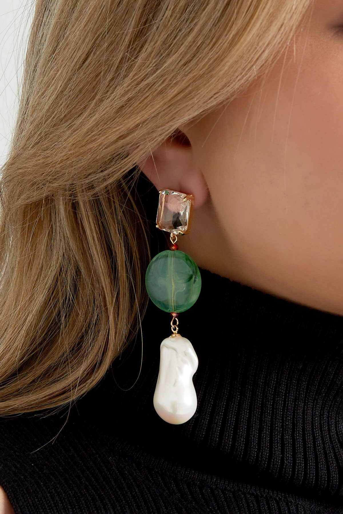 Ohrringe Vintage-Perlen - grün h5 Bild3