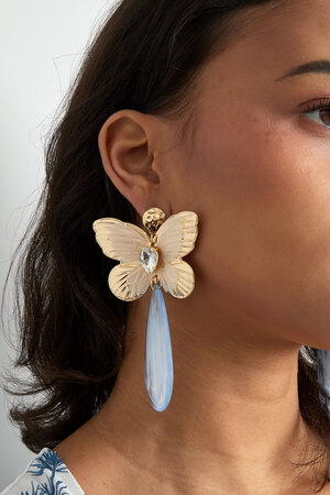 Butterfly charm earring with diamond - blue h5 Picture3