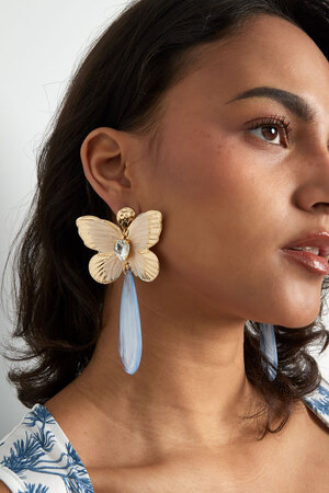 Boucle d'oreille charm papillon avec diamant - rose  h5 Image4