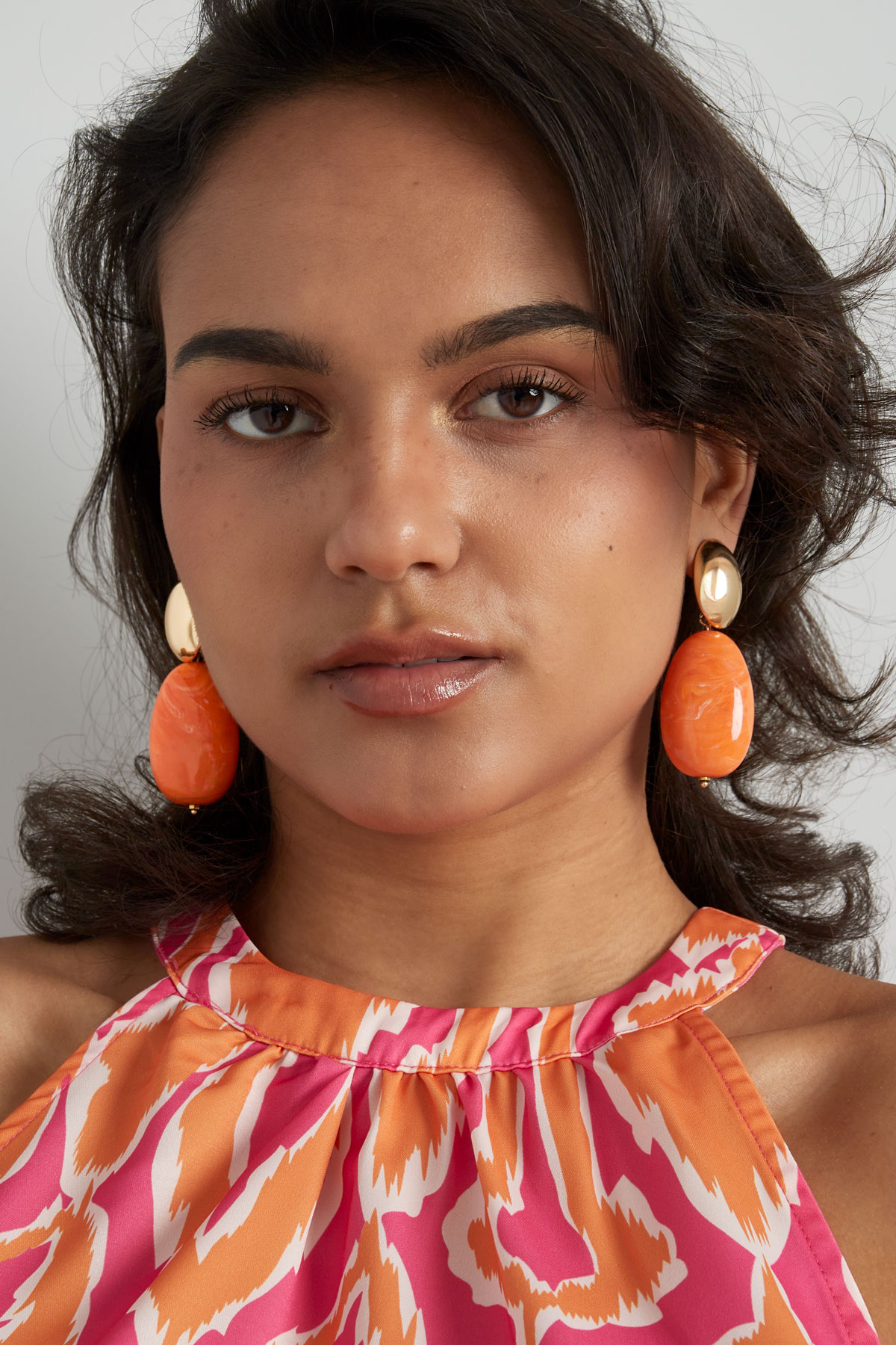 Double statement earrings - orange  Picture2