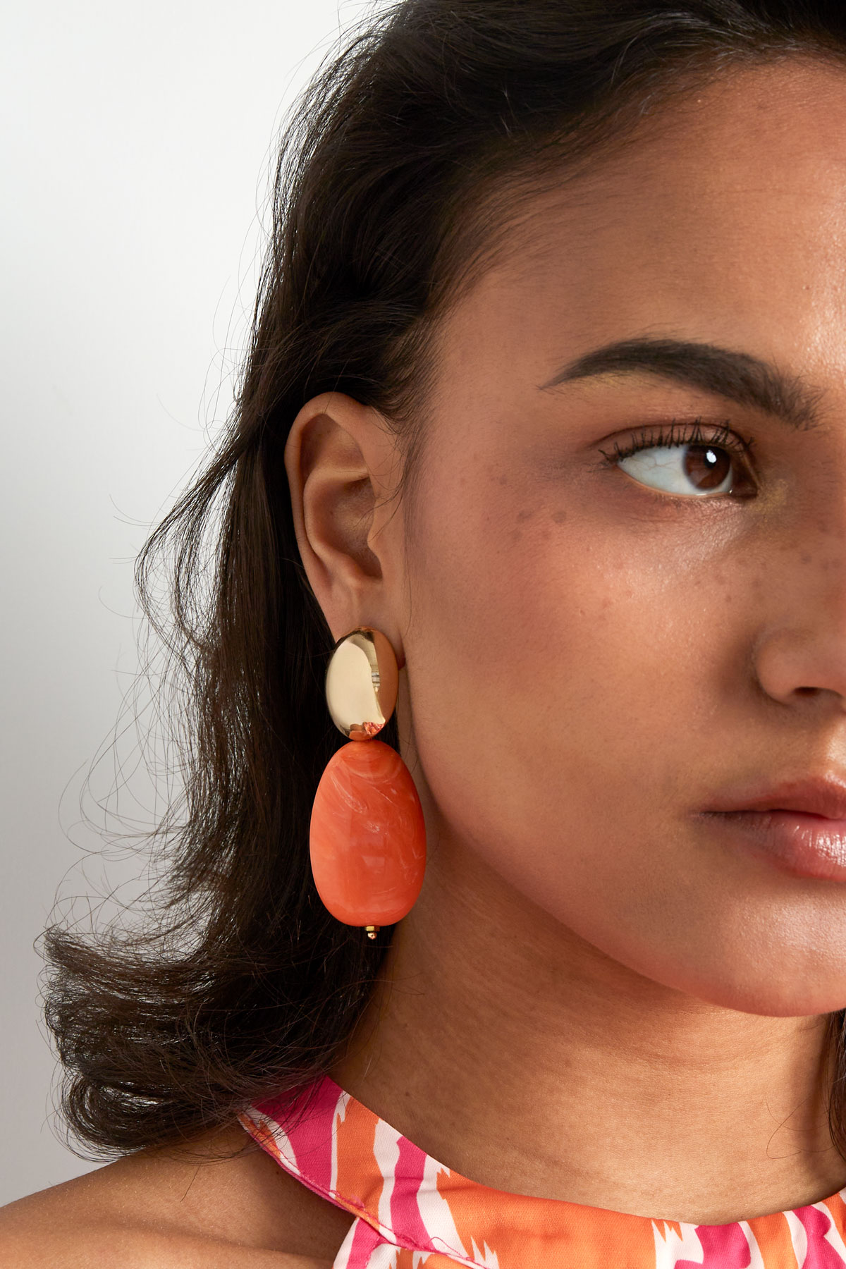 Double statement earrings - orange  Picture4