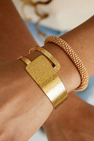 Large structured vintage bracelet - gold h5 Picture3