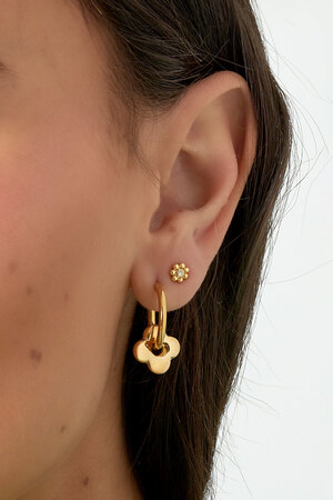Boucles d'oreilles basiques avec breloque trèfle - doré h5 Image3