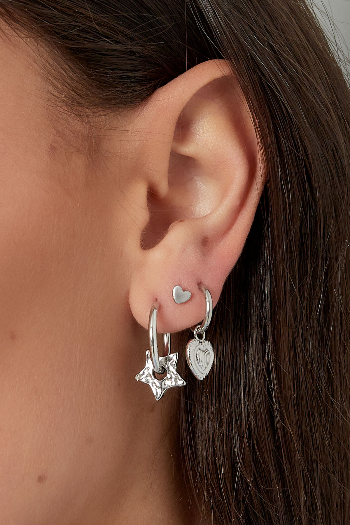 Basic earrings with star charms - silver h5 Picture3