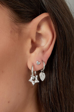 Boucles d'oreilles basiques avec breloques étoiles - argent h5 Image3