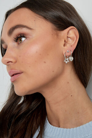 Boucles d'oreilles basiques avec breloques étoiles - argent h5 Image4