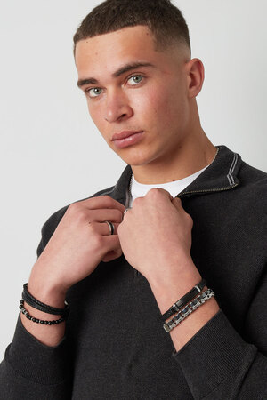 Men's bracelet braided - black/silver h5 Picture3
