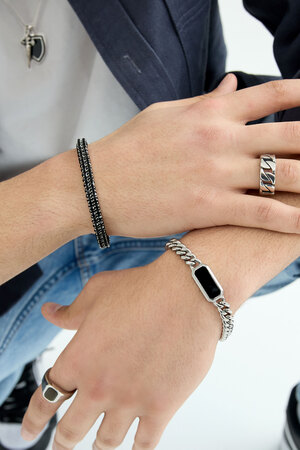 Cool casual men's bracelet - black/silver h5 Picture2