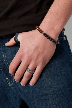 Bracelet homme avec différentes perles - turquoise/noir  h5 Image2