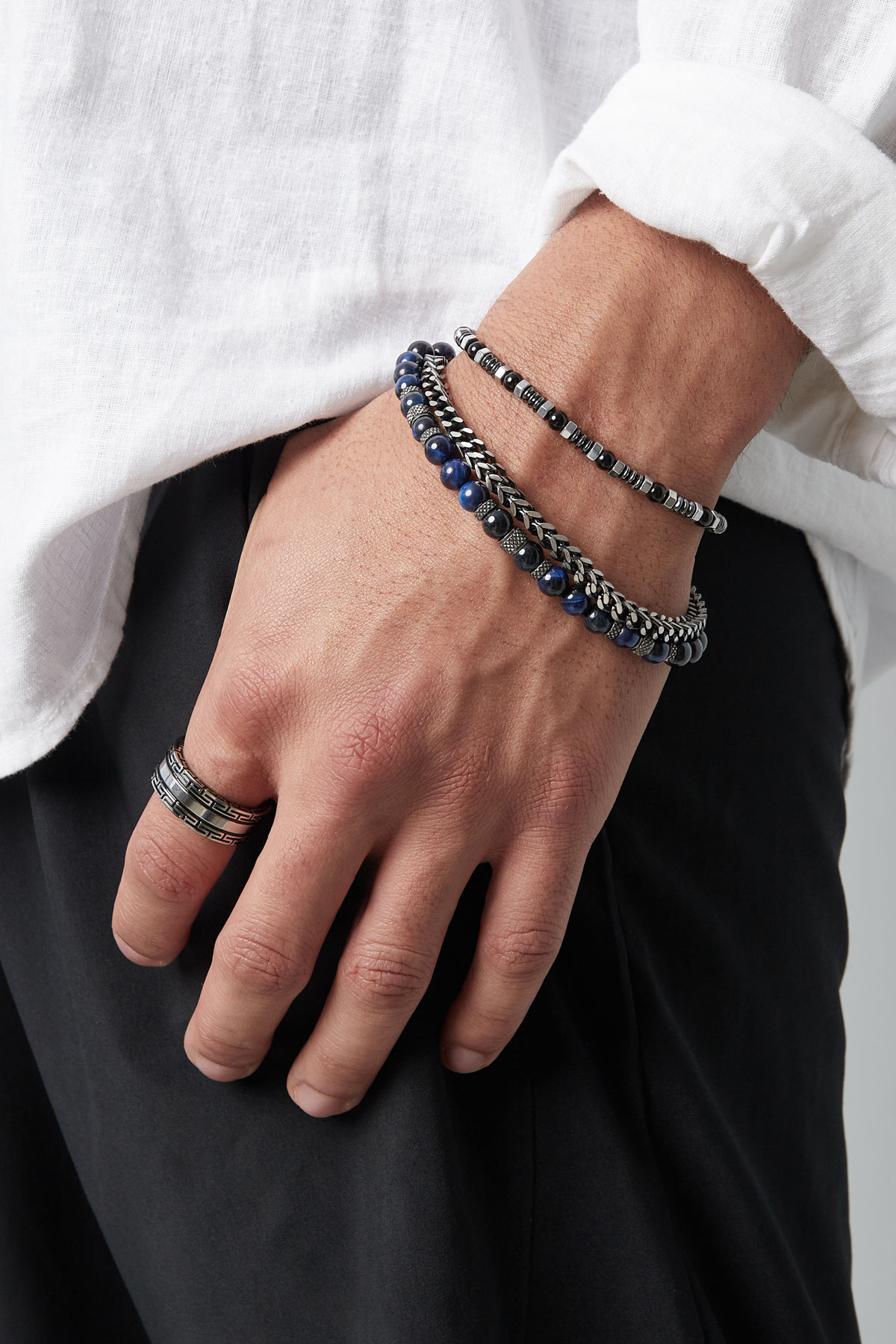 Bracelet homme perles phénix - bleu foncé  h5 Image2