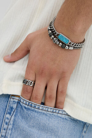 Mannen armband met doodskop bedels - zilver  h5 Afbeelding2