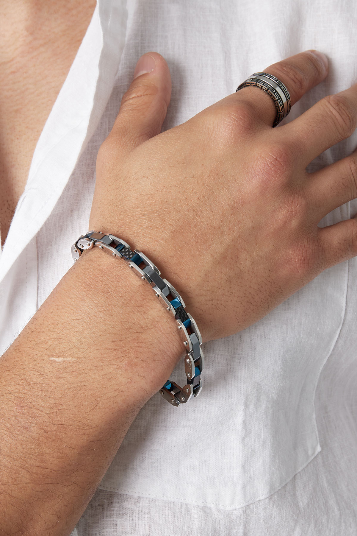 Heren armband evo strap - zilver blauw h5 Afbeelding3