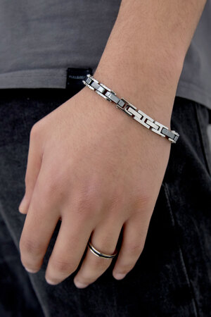 Double chained men's bracelet - silver h5 Picture2