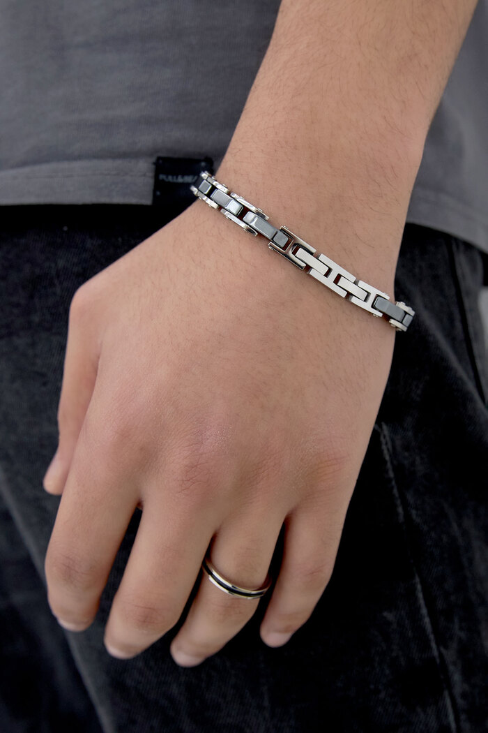 Double chained men's bracelet - silver Picture2