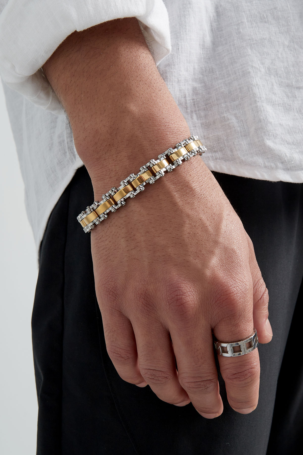 Men's bracelet fusion cuff - silver gold h5 Picture2