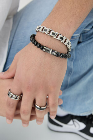Casual men's bracelet - black/silver  h5 Picture2