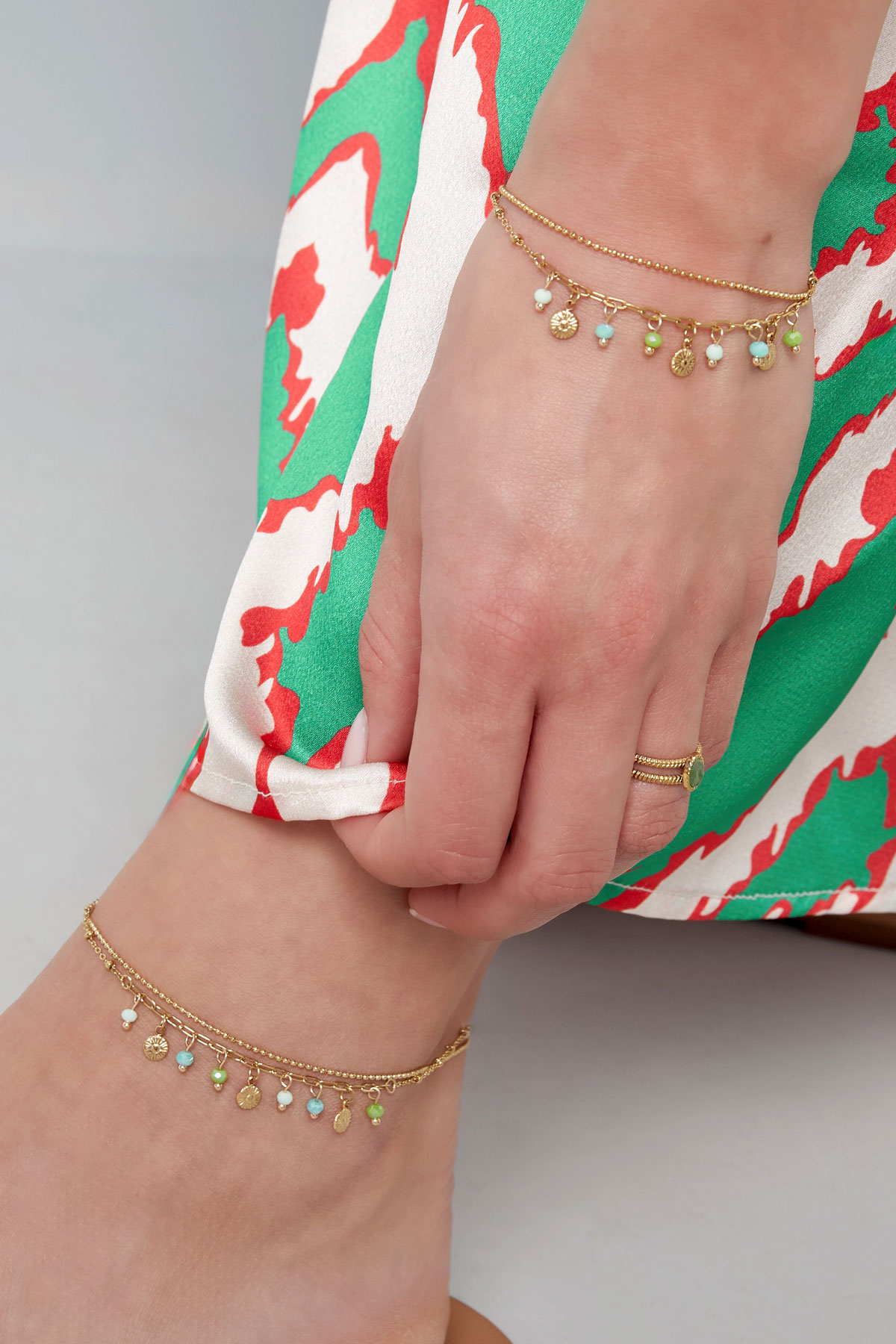 Bracelet avec pièces et perles - rose/doré  Image4