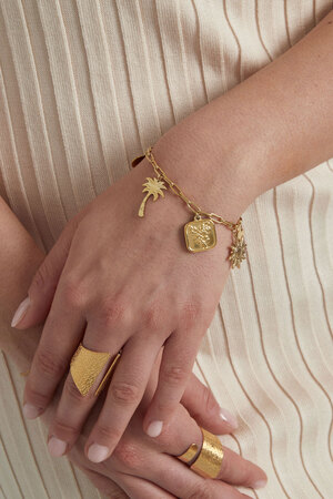 Bracelet pendentif chaîne rétro - doré h5 Image2
