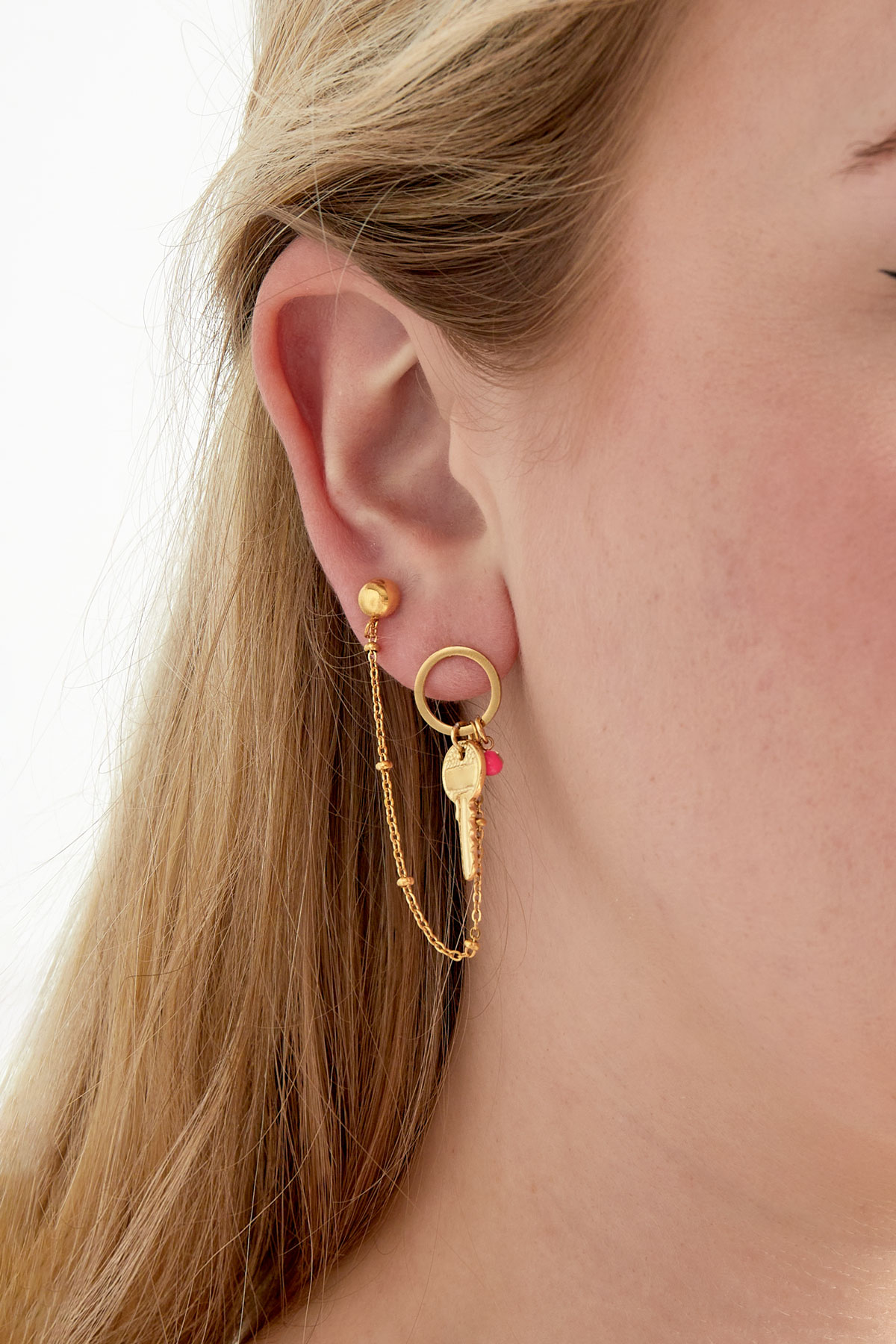 Earring key to my heart - gold h5 Picture2
