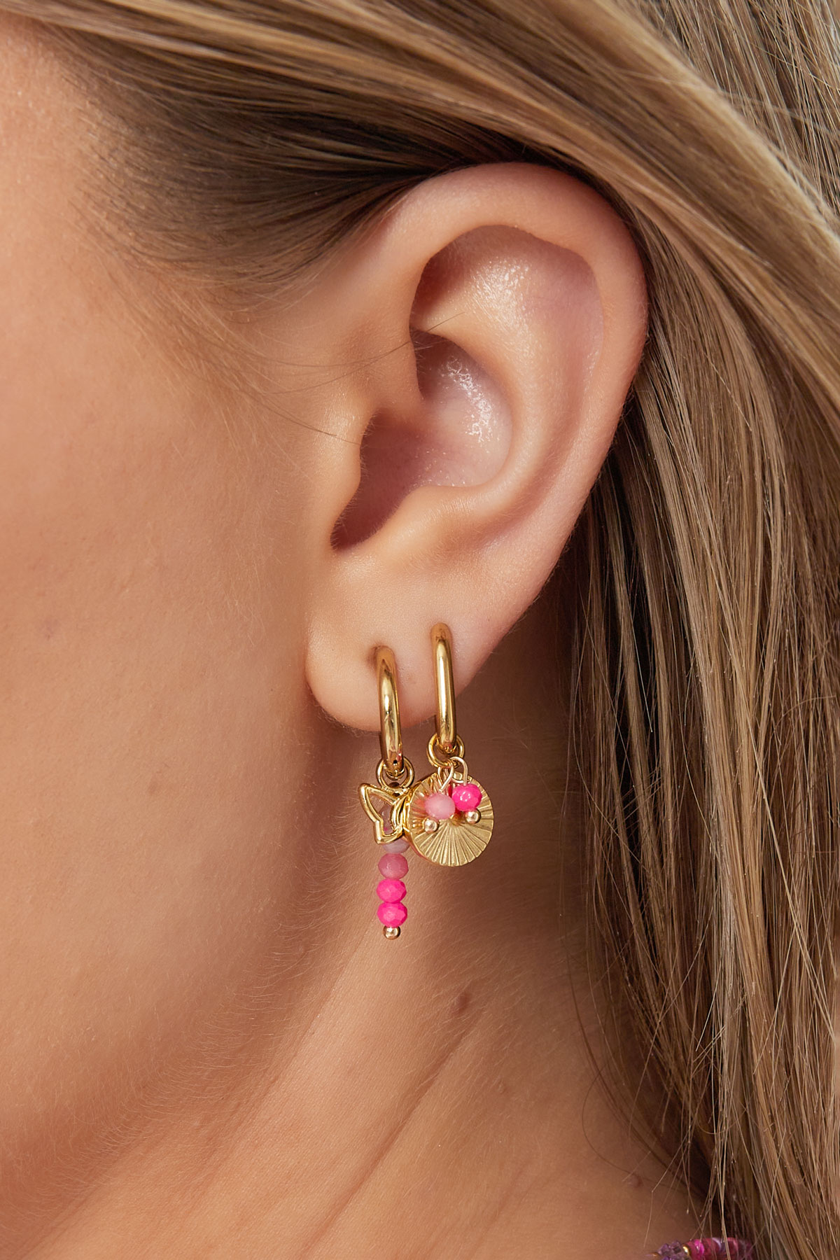 Boucles d'oreilles soleil d'été - or rose h5 Image3