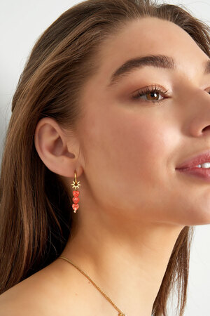 Earrings triple heart star - orange gold h5 Picture4