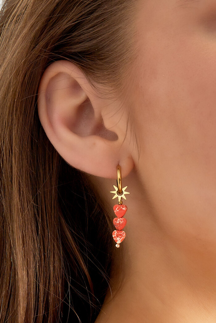 Earrings triple heart star - pink gold Picture3