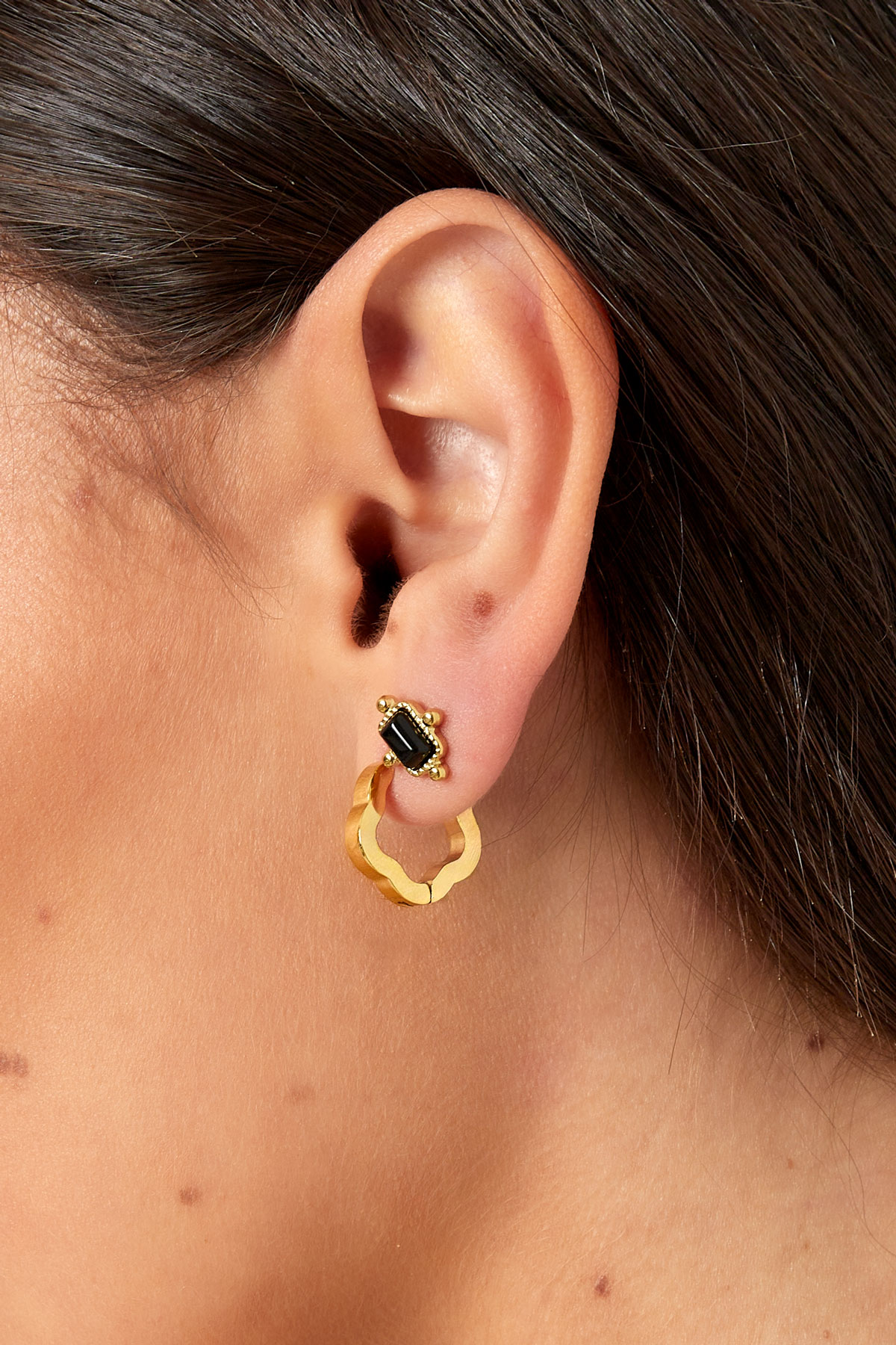 Basic flower shape earrings small - gold  Picture3