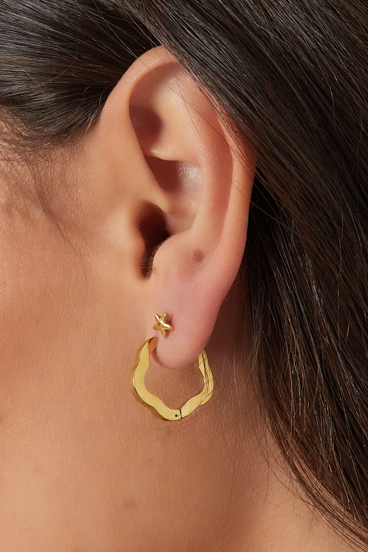 Basic flower shape earrings medium - gold  Picture3