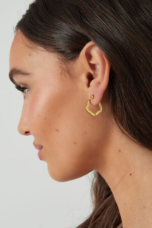 Basic flower shape earrings medium - gold  h5 Picture4