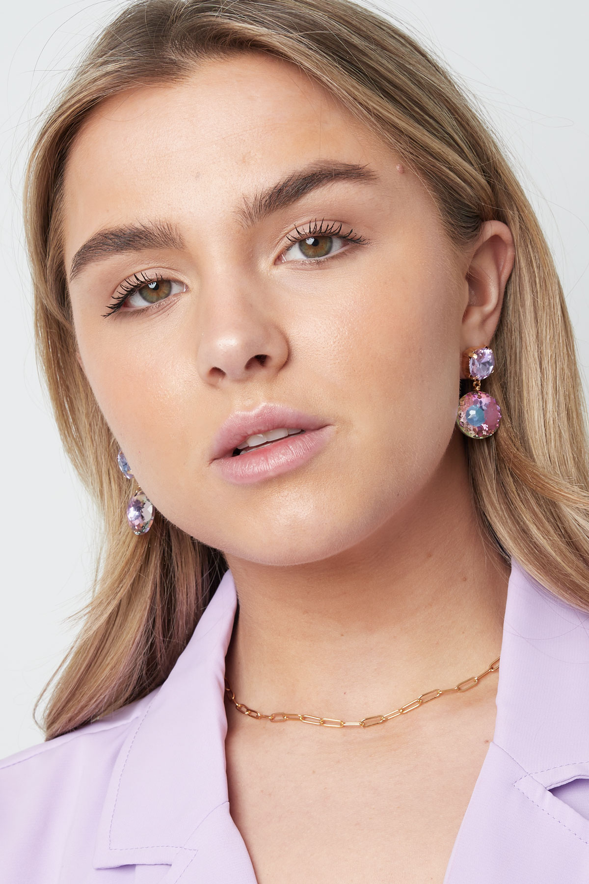 Double diamond earrings - orange/purple  Picture2