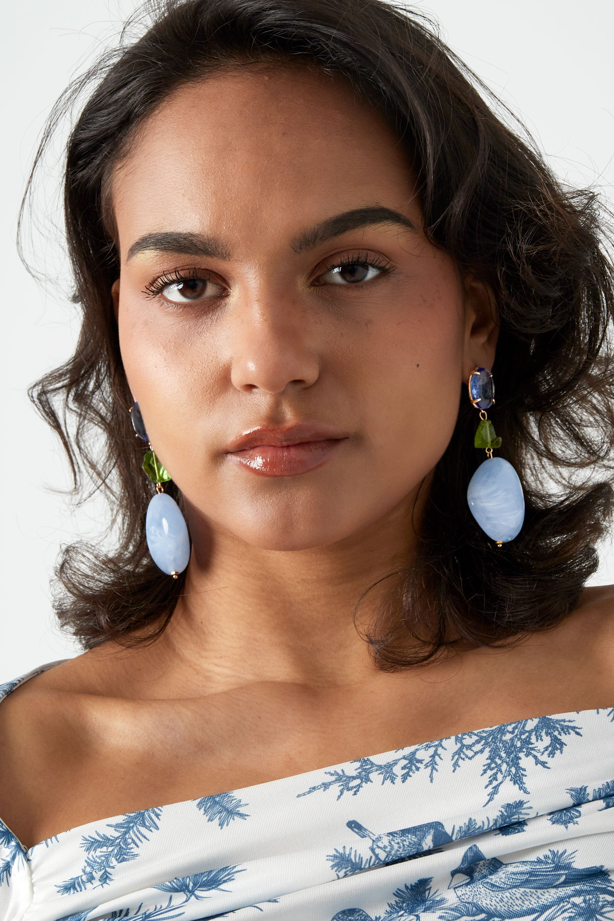 Statement glass earrings - blue/pink  Picture2