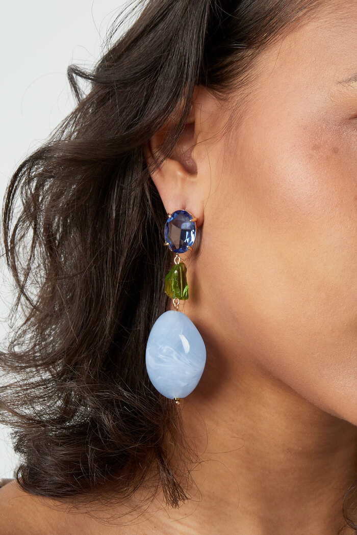 Boucles d’oreilles en verre Statement - bleu/rose  Image3