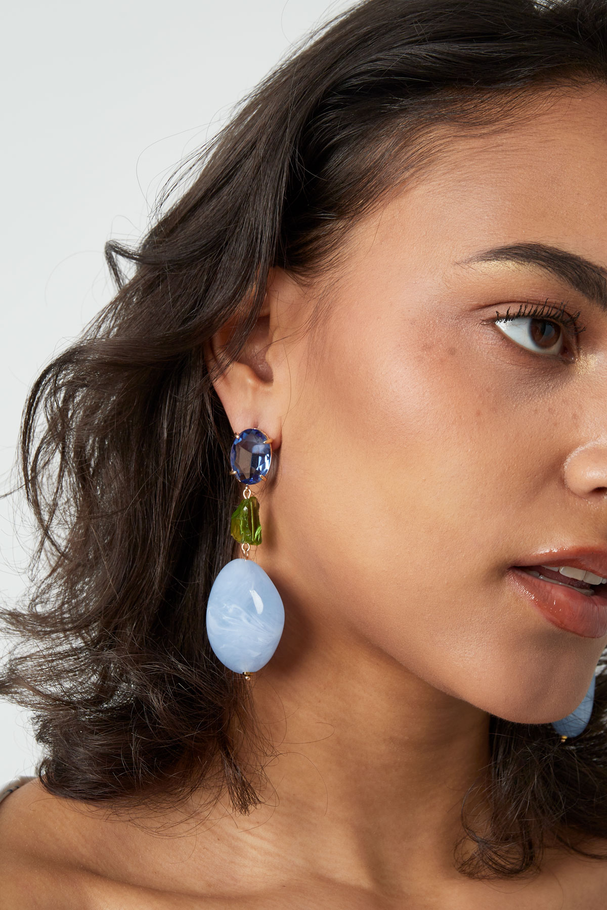 Statement glass earrings - blue/pink  Picture4