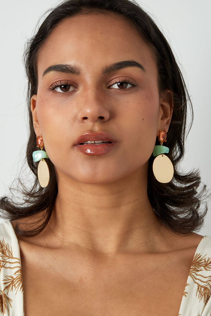 Statement beach vibe earrings - pink/green  Picture2