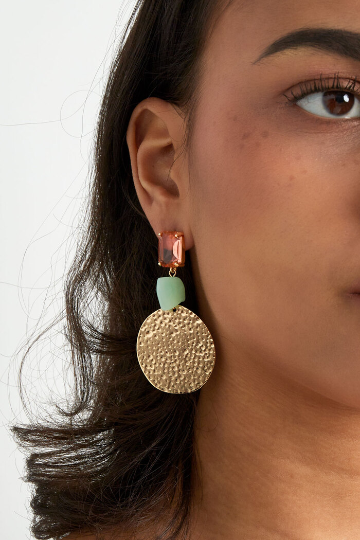 Statement beach vibe earrings - pink/green  Picture3