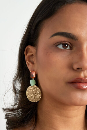 Statement beach vibe earrings - pink/green  h5 Picture4