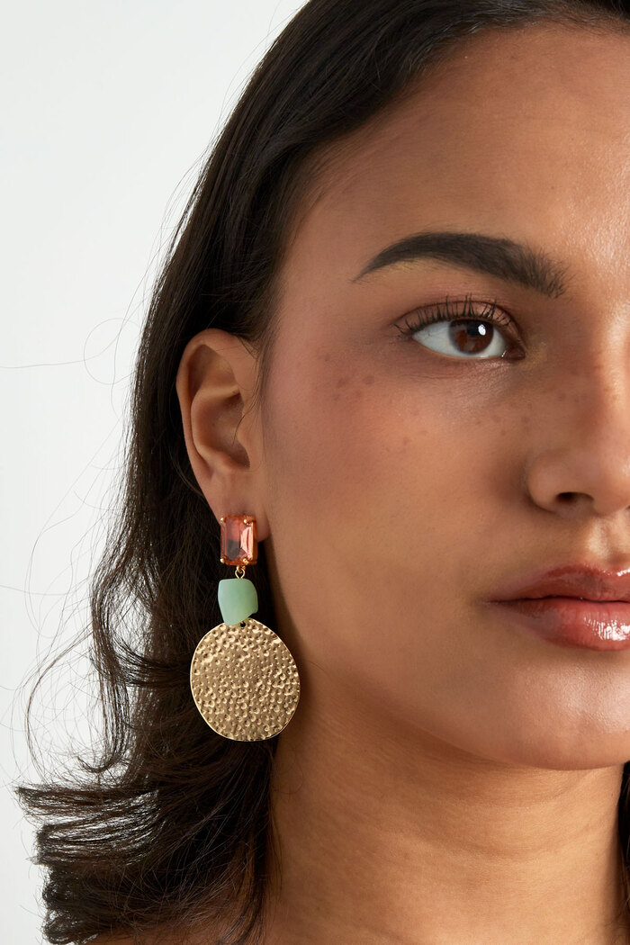 Statement beach vibe earrings - pink/green  Picture4