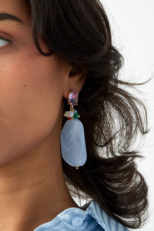 Statement beaded party earrings - blue/gold  h5 Picture3