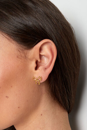 Stainless Steel Bowknot Earring - Gold h5 Picture3