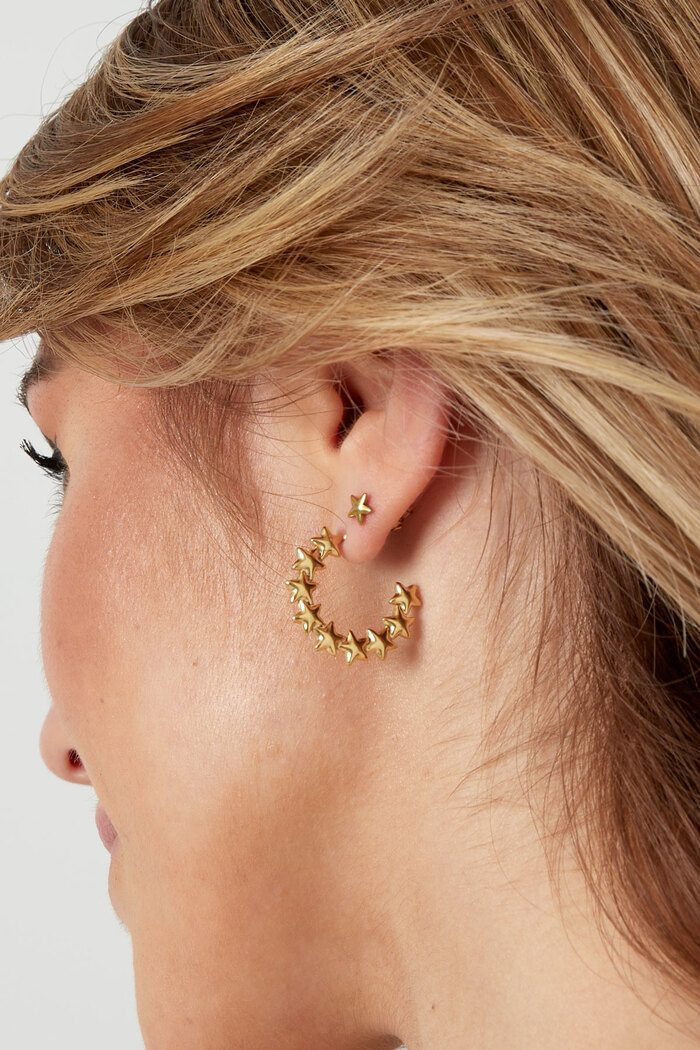 Boucles d'oreilles étoile ronde - doré Image3