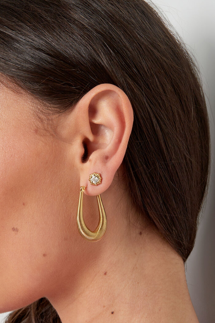 Boucles d'oreilles pendantes structurées - doré Image3