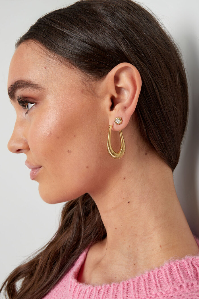 Boucles d'oreilles pendantes structurées - doré Image4