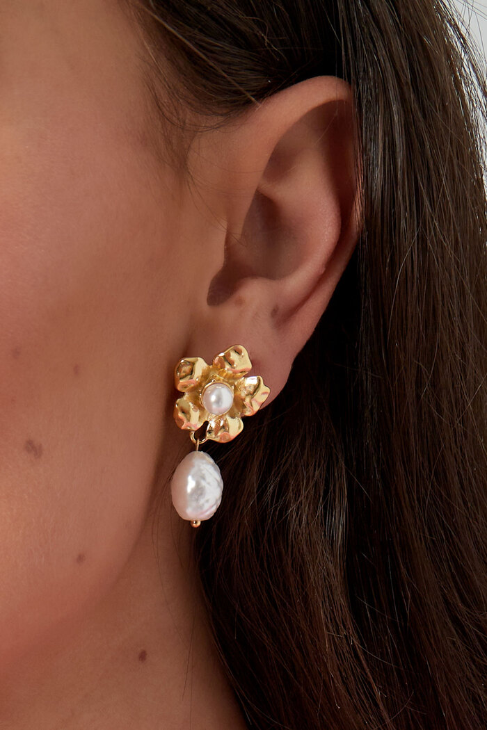Statement flower pearl earrings - gold Picture3