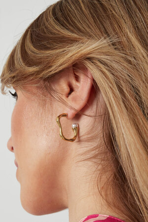 Asymmetrical pearl earrings - gold h5 Picture3