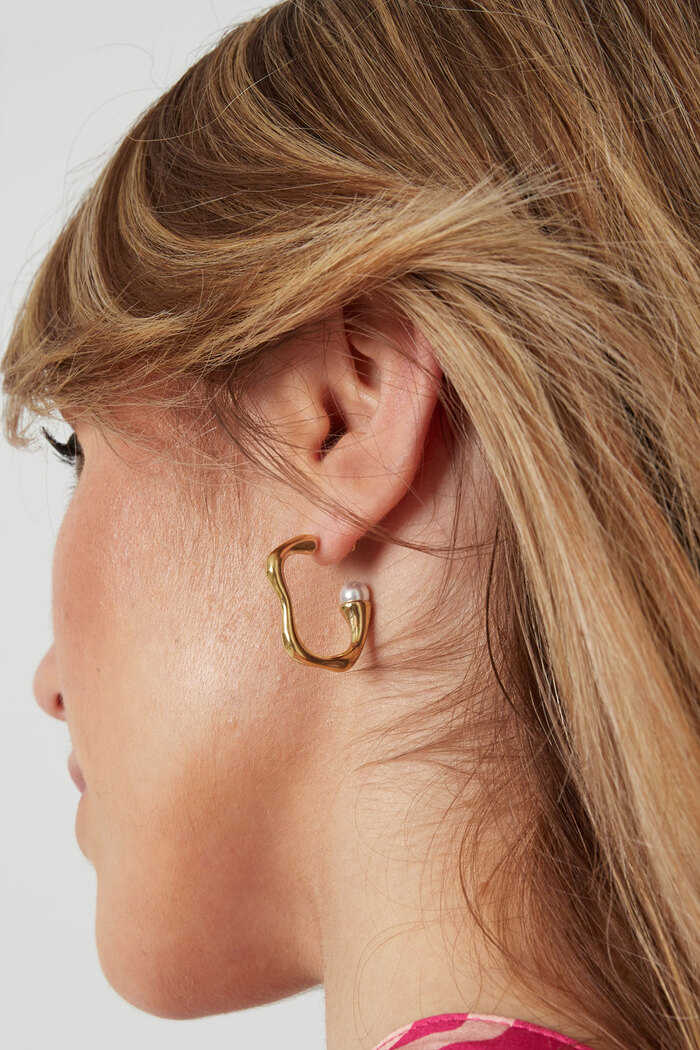 Boucles d'oreilles asymétriques perles - doré Image3